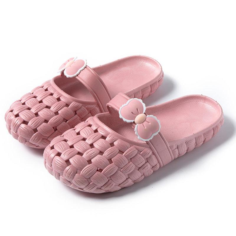 Baotou slippers with bow braid design, fashion summer beach shoes, cute house slippers - fadidesign