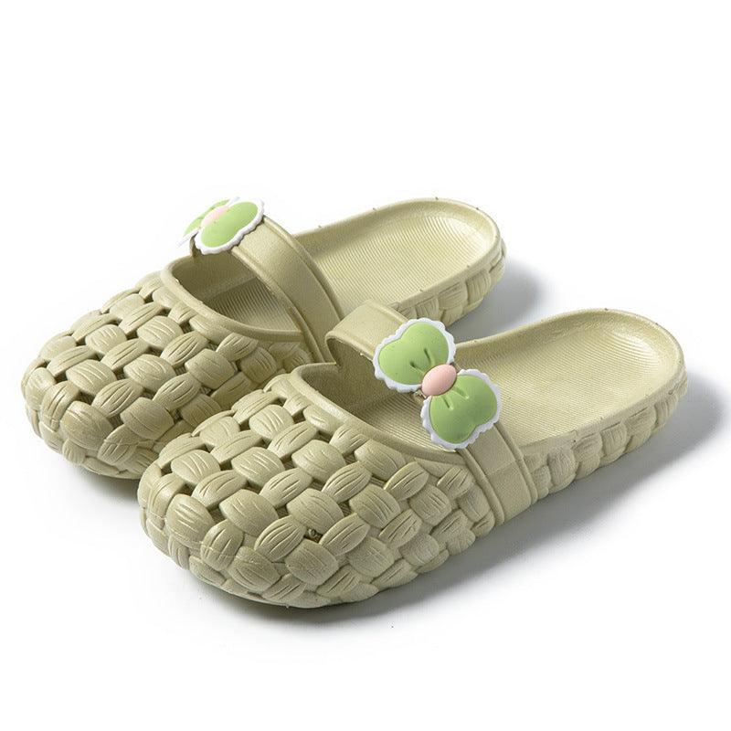 Baotou slippers with bow braid design, fashion summer beach shoes, cute house slippers - fadidesign