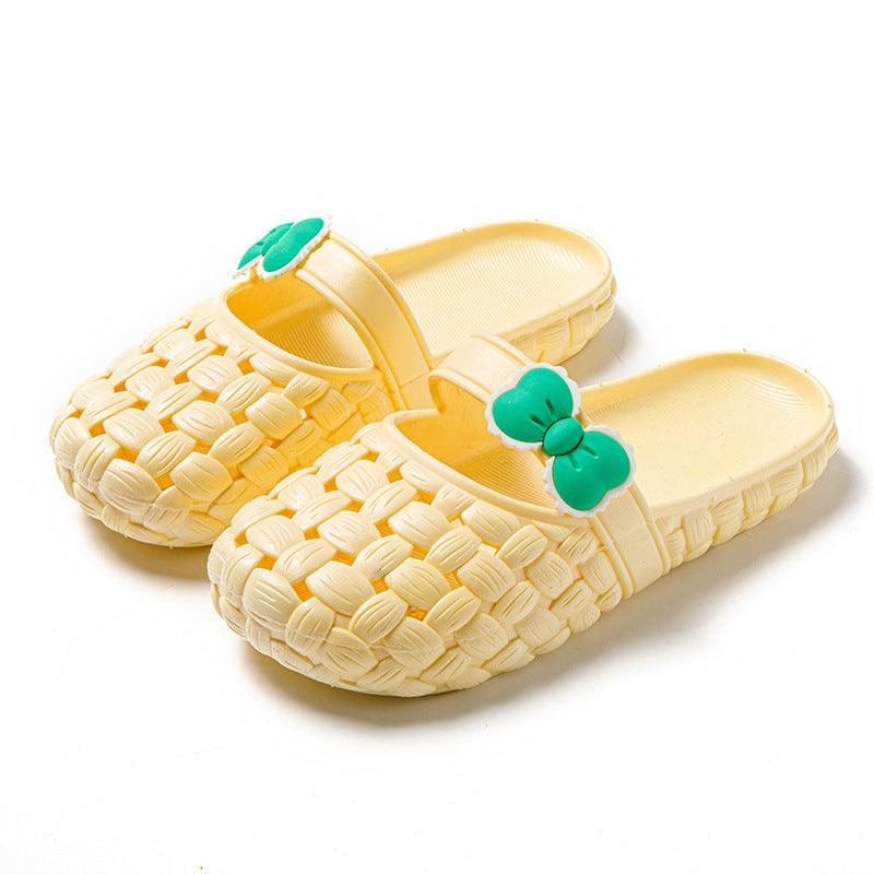 Baotou slippers with bow braid design, fashion summer beach shoes, cute house slippers - fadidesign