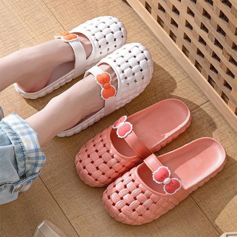 Baotou slippers with bow braid design, fashion summer beach shoes, cute house slippers - fadidesign