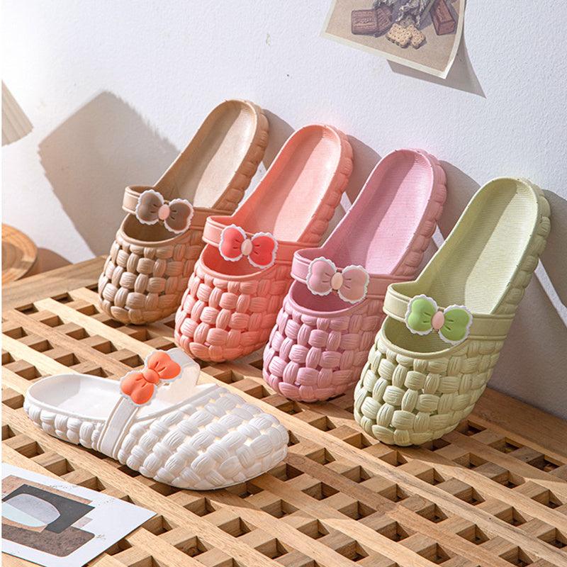 Baotou slippers with bow braid design, fashion summer beach shoes, cute house slippers - fadidesign