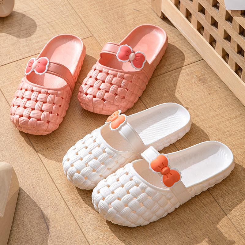 Baotou slippers with bow braid design, fashion summer beach shoes, cute house slippers - fadidesign