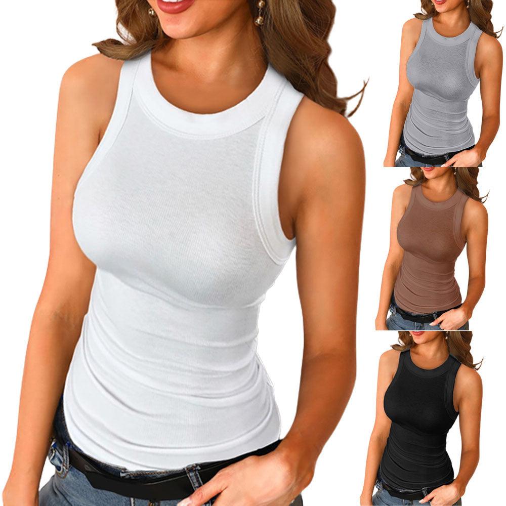 Basic Shirt Round Neck Sleeveless Tops Camisole Women Casual Sport Vest Summer - fadidesign