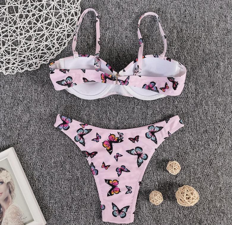 Bikini Sexy Butterfly Print Bikini High Quality Hard Bag Swimsuit Women - fadidesign