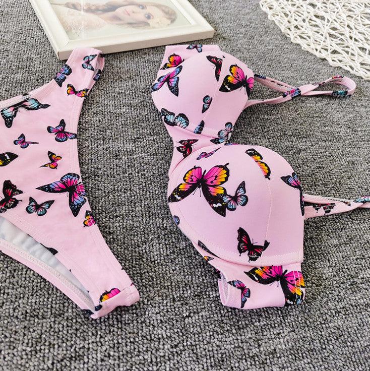 Bikini Sexy Butterfly Print Bikini High Quality Hard Bag Swimsuit Women - fadidesign