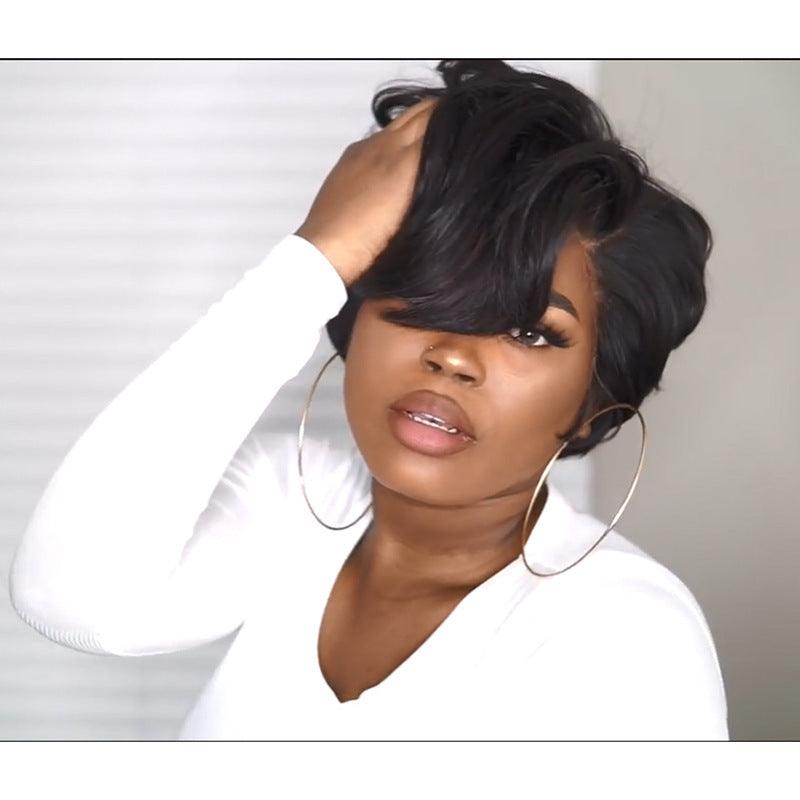 Black bob micro curl short hair - fadidesign