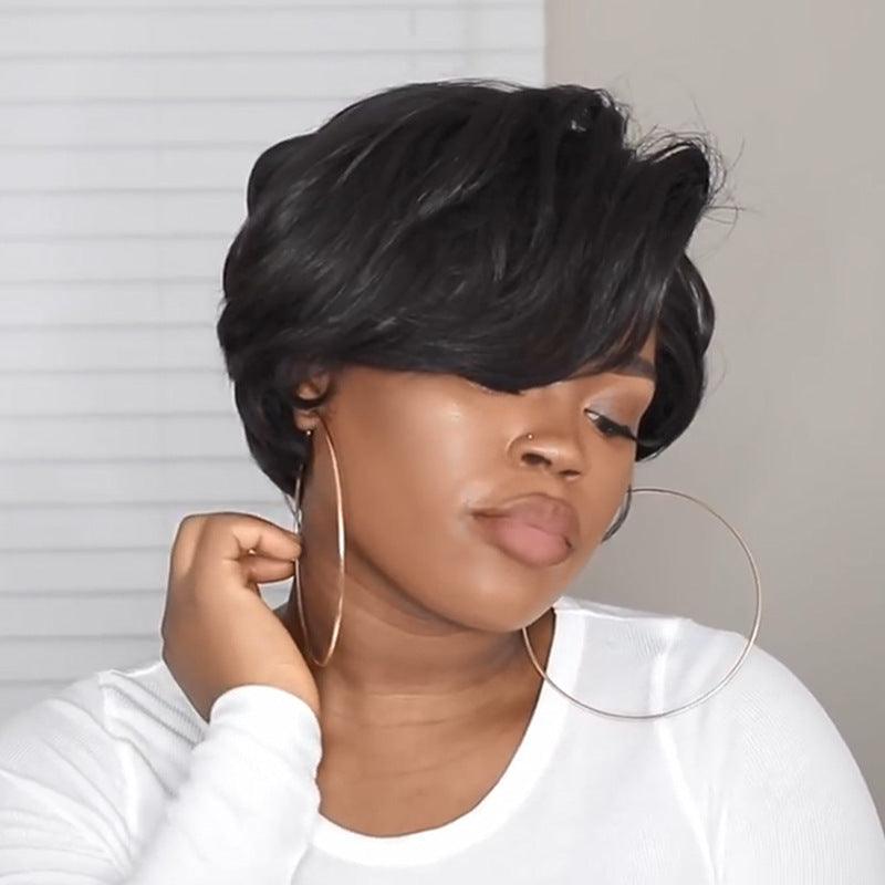 Black bob micro curl short hair - fadidesign