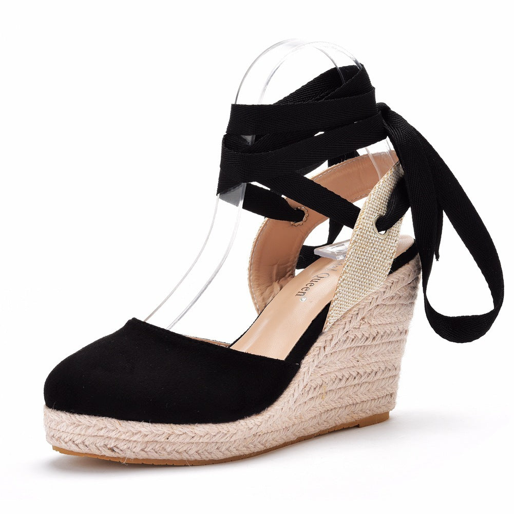 Bohemian Round Toe Platform Wedge Sandals For Women - fadidesign