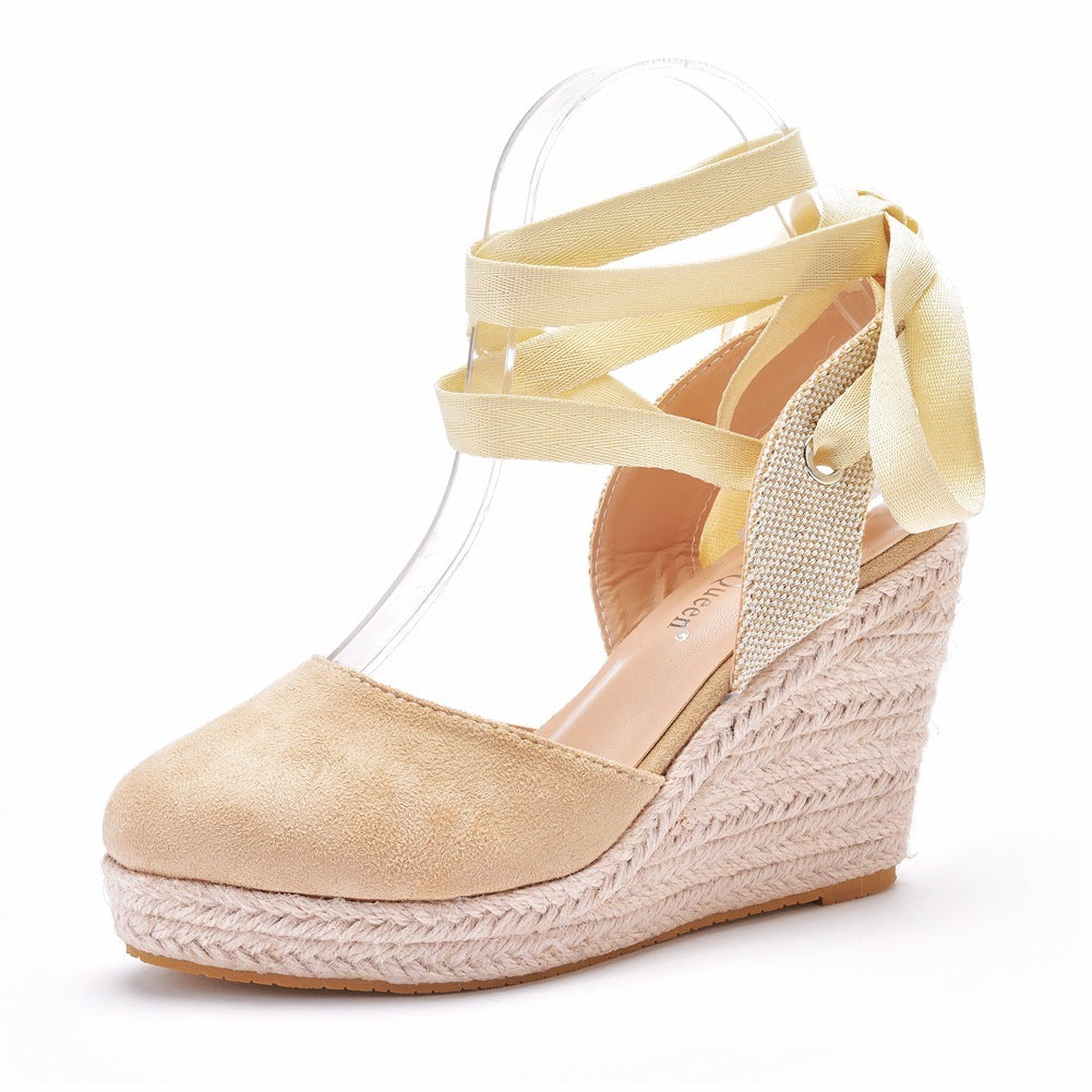 Bohemian Round Toe Platform Wedge Sandals For Women - fadidesign