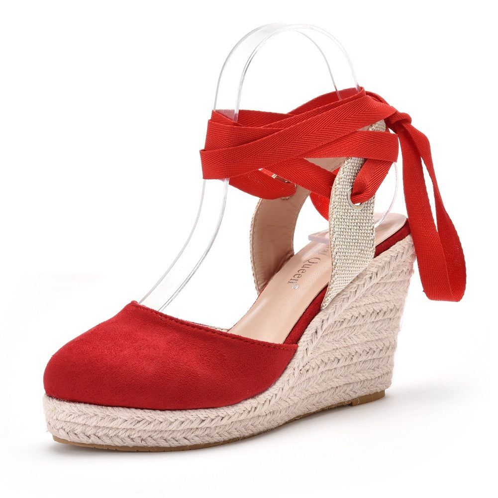 Bohemian Round Toe Platform Wedge Sandals For Women - fadidesign