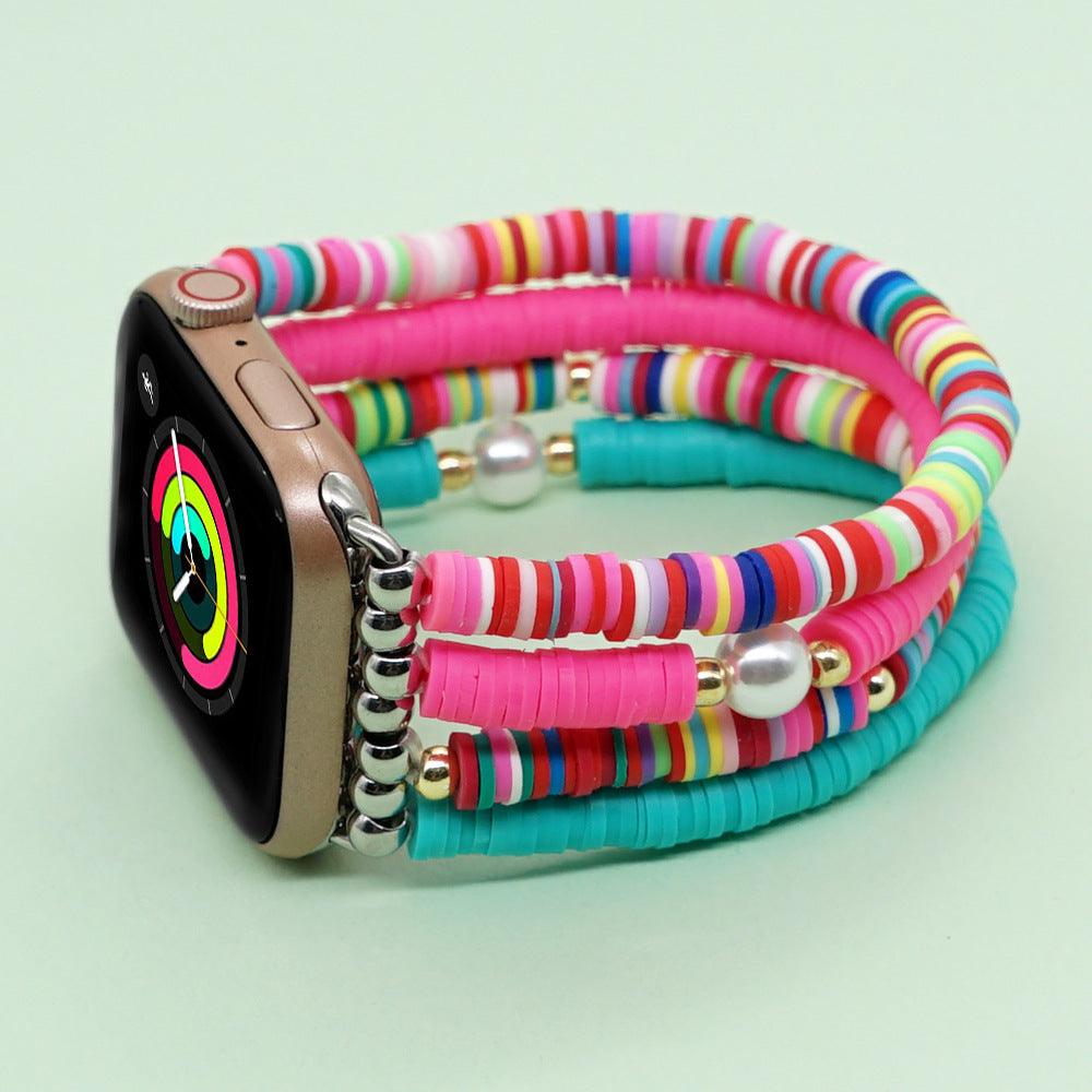 Boho Rainbow Clay Watch Strap Male Interface - fadidesign