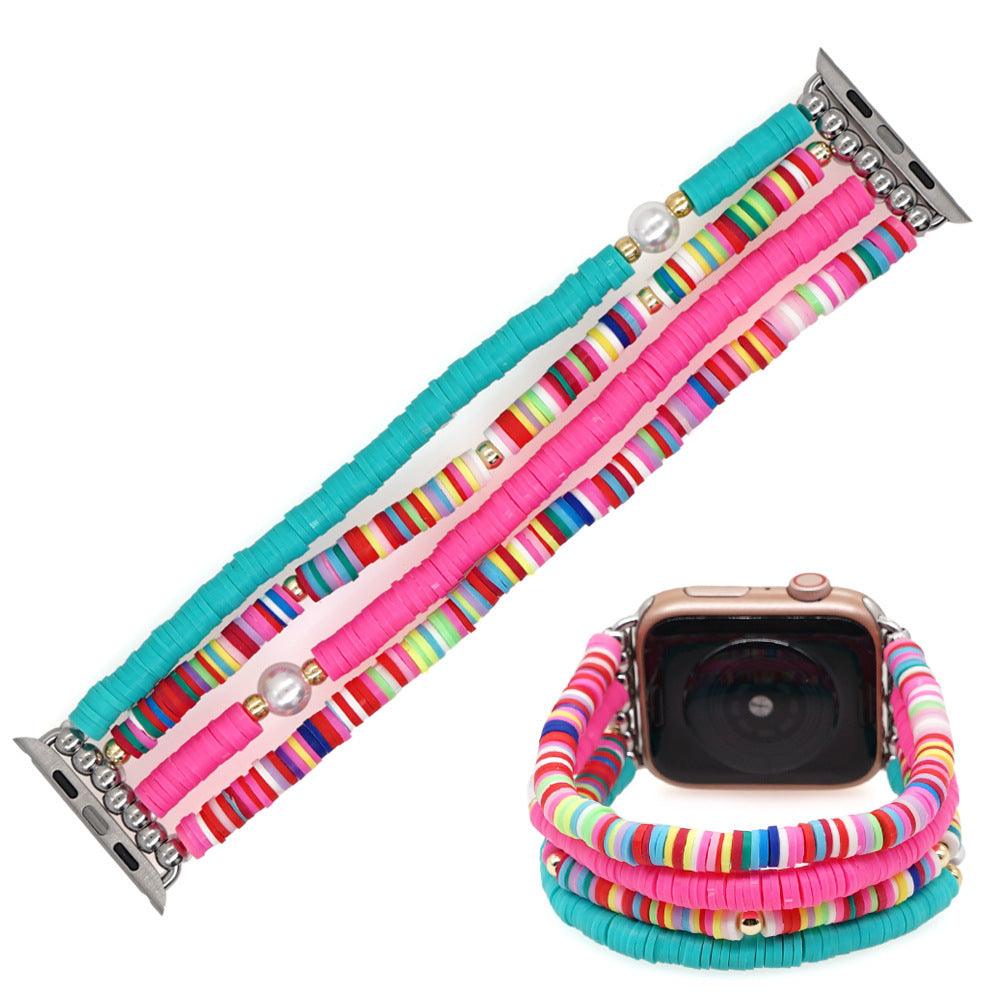 Boho Rainbow Clay Watch Strap Male Interface - fadidesign