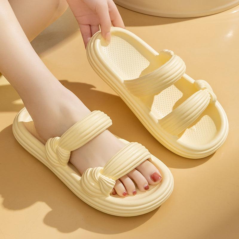 Bow Design Slippers Fashion Summer New House Shoes For Women Thick-soled Non-slip Floor Bathroom Home Slippers - fadidesign