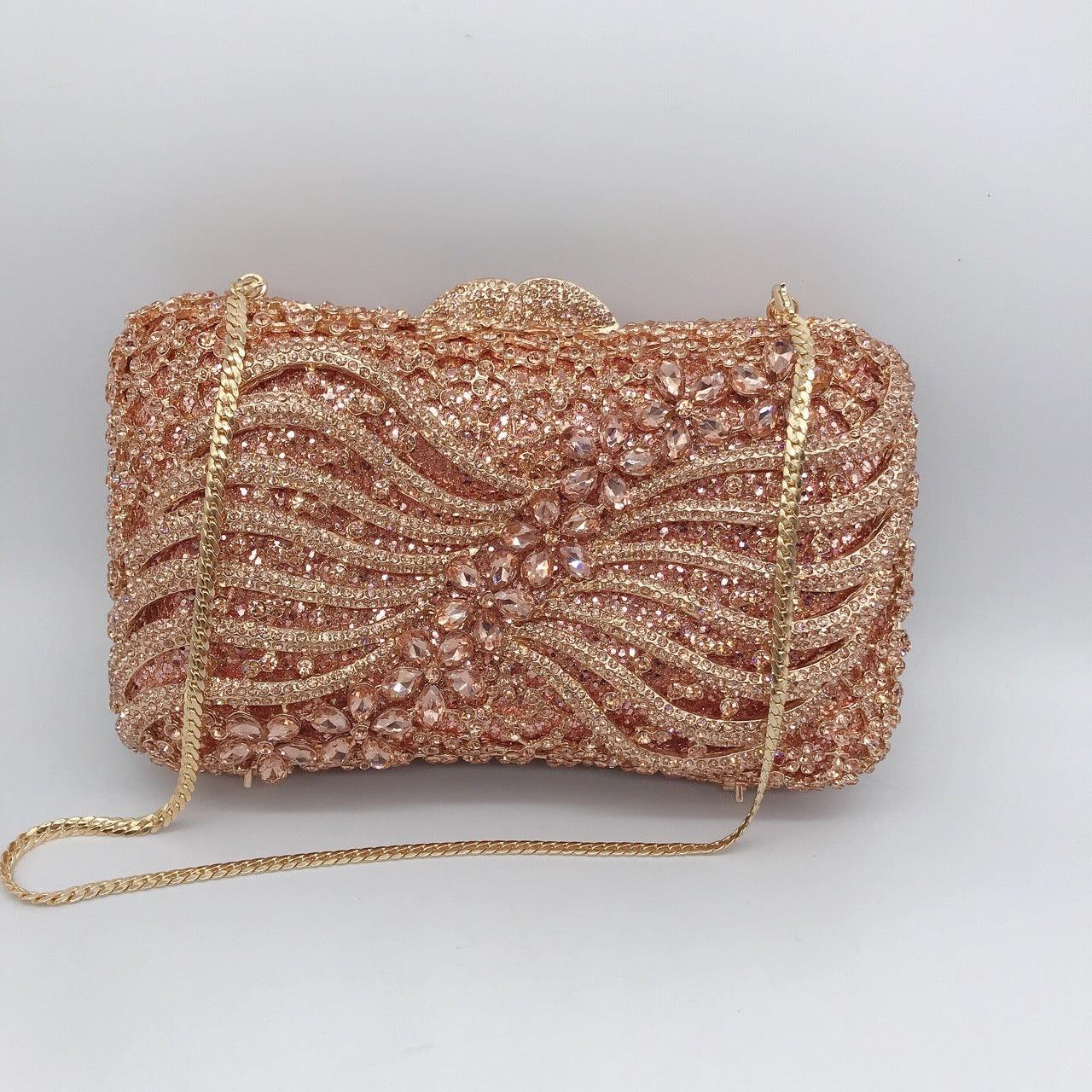 Bow Ribbon Diamond Evening Bag Hollow Rhinestone Banquet European And American Clutch - fadidesign