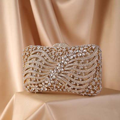 Bow Ribbon Diamond Evening Bag Hollow Rhinestone Banquet European And American Clutch - fadidesign