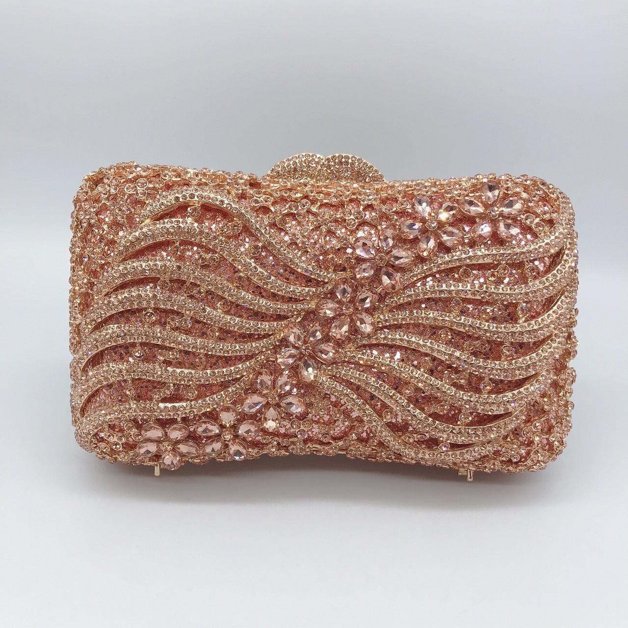 Bow Ribbon Diamond Evening Bag Hollow Rhinestone Banquet European And American Clutch - fadidesign