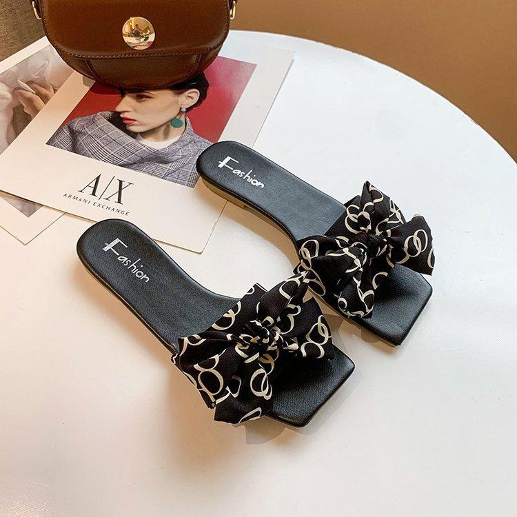 Bowknot Summer Slippers For Women Outside Wear - fadidesign