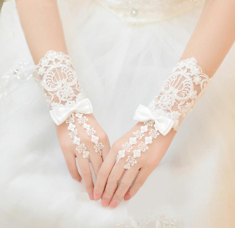 Bridal Bead Short Wedding Glove Accessories - fadidesign