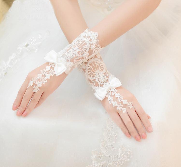 Bridal Bead Short Wedding Glove Accessories - fadidesign