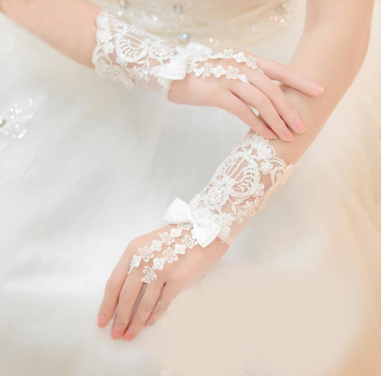 Bridal Bead Short Wedding Glove Accessories - fadidesign