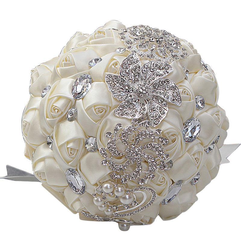 Bridal Finished Satin Bouquet Wedding Ribbon Handheld - fadidesign