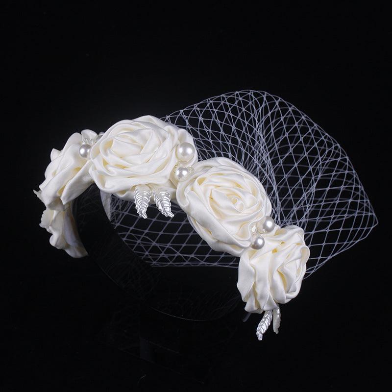 Bridal Large Flower Satin Veil Hair Hoop Headdress Wedding Dress With Accessories - fadidesign