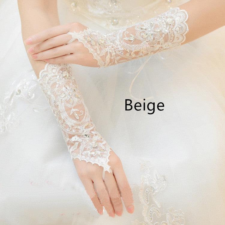 Bridal Wedding Dress Long Gloves Strappy Fingerless - fadidesign