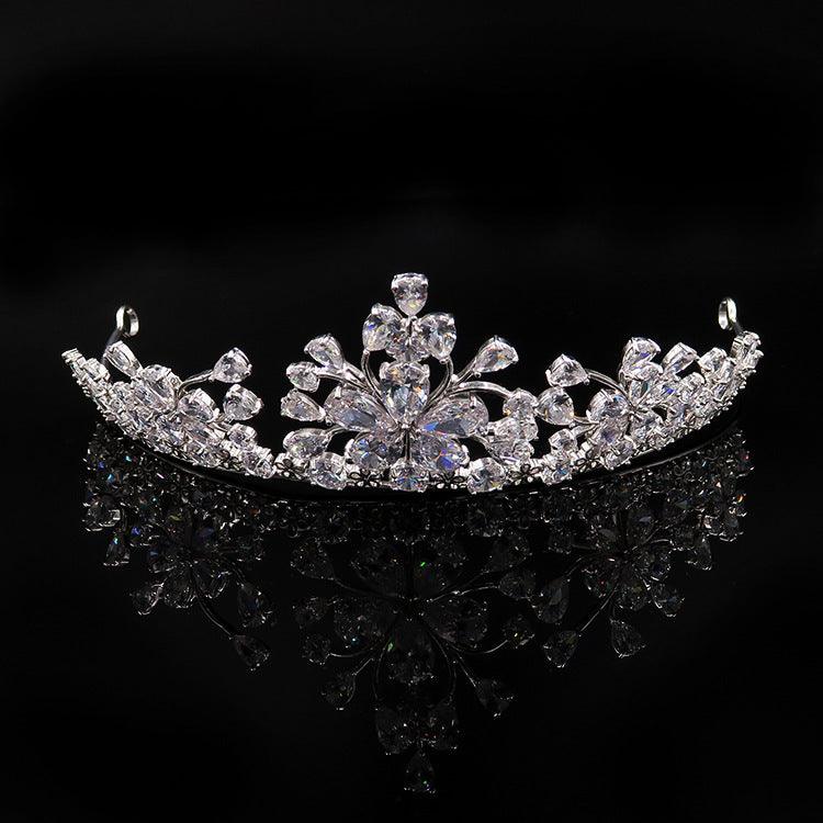 Bride headdress crown necklace three piece Earrings Korean wedding wedding wedding jewelry ornaments suit - fadidesign