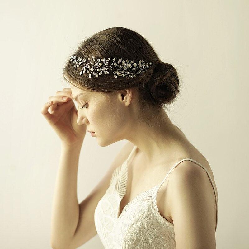 Bright Pearl Bridal Hair Ornament Wedding Band - fadidesign