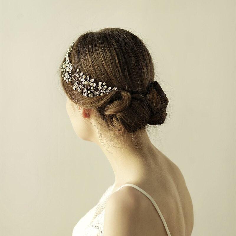 Bright Pearl Bridal Hair Ornament Wedding Band - fadidesign