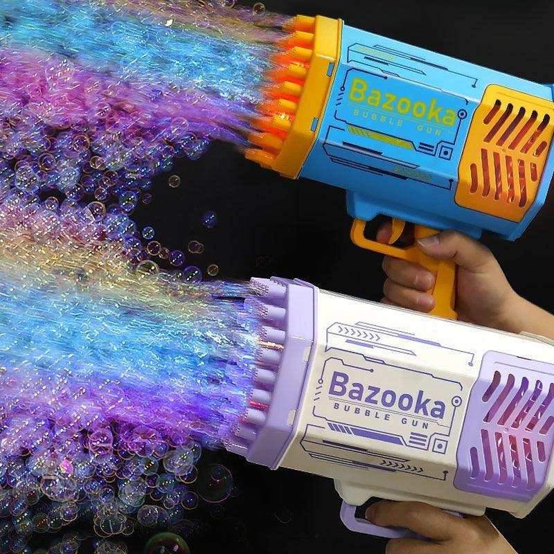 Bubble Gun Rocket 69 Holes Soap Bubbles Machine Gun Shape Automatic Blower With Light Toys For Kids Pomperos - fadidesign