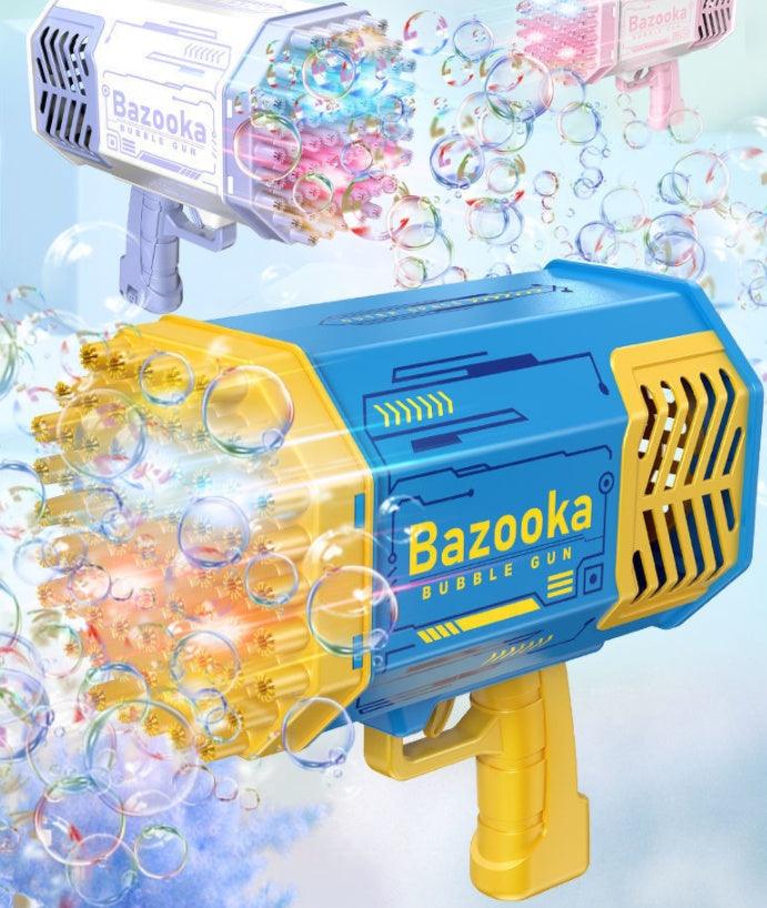 Bubble Gun Rocket 69 Holes Soap Bubbles Machine Gun Shape Automatic Blower With Light Toys For Kids Pomperos - fadidesign