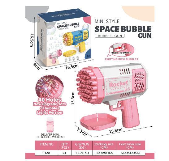 Bubble Gun Rocket 69 Holes Soap Bubbles Machine Gun Shape Automatic Blower With Light Toys For Kids Pomperos - fadidesign