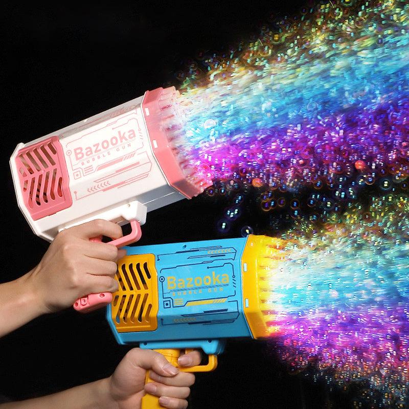 Bubble Gun Rocket 69 Holes Soap Bubbles Machine Gun Shape Automatic Blower With Light Toys For Kids Pomperos - fadidesign