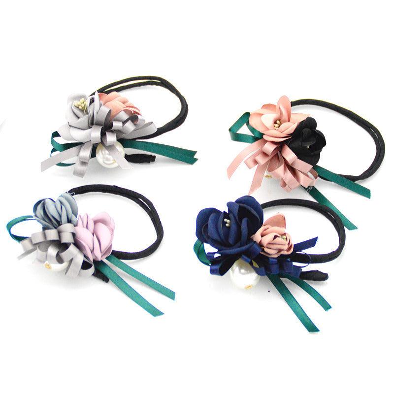 Bun Hair Half Bun Pearl Flower Hair Plate Hair Elastic Korean Styling Headdress Hair Accessories - fadidesign