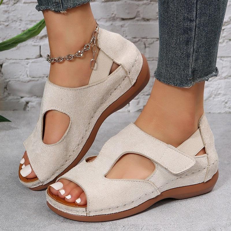 Casual Sandals Summer Shoes For Women Low Heels Velcro Shoes - fadidesign