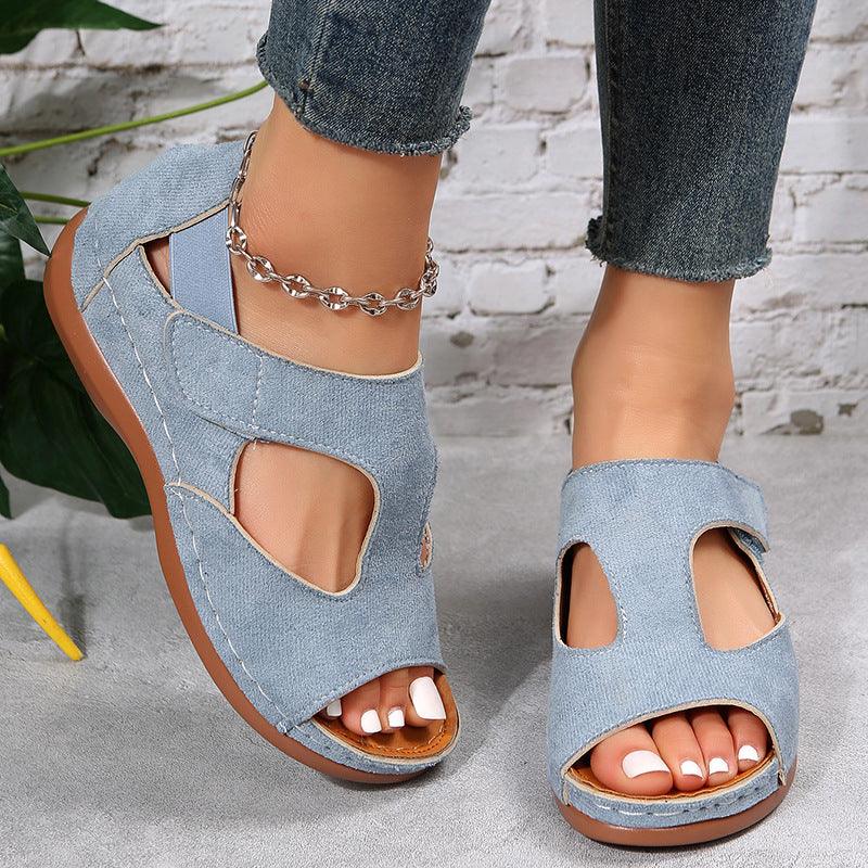 Casual Sandals Summer Shoes For Women Low Heels Velcro Shoes - fadidesign