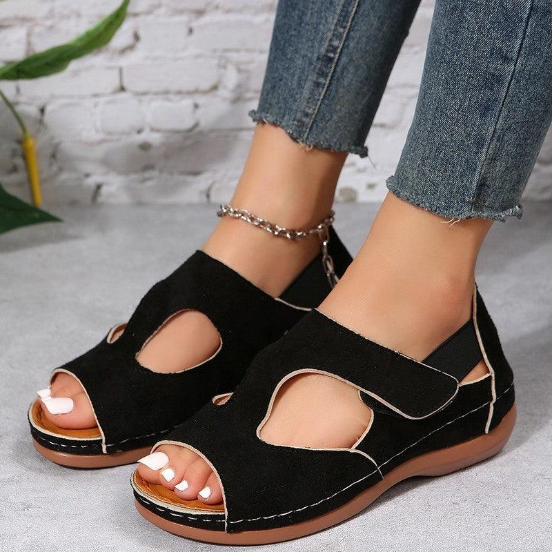 Casual Sandals Summer Shoes For Women Low Heels Velcro Shoes - fadidesign