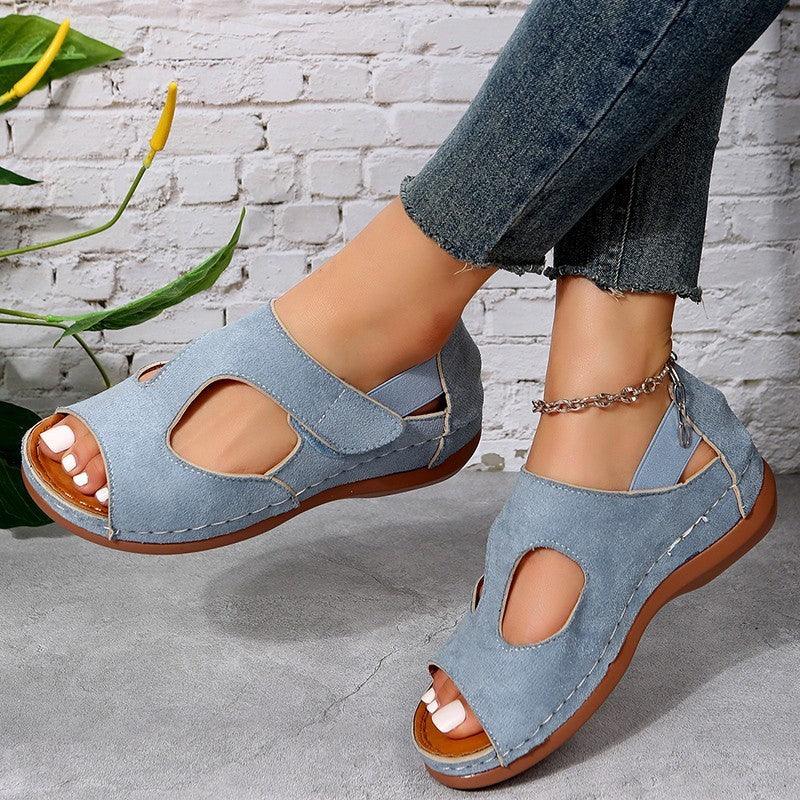 Casual Sandals Summer Shoes For Women Low Heels Velcro Shoes - fadidesign