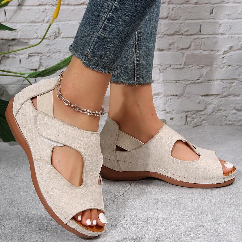 Casual Sandals Summer Shoes For Women Low Heels Velcro Shoes - fadidesign