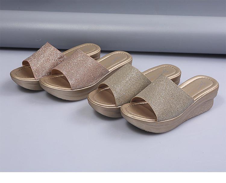 Casual Slip On Sequins Large Slippers For Women In Summer - fadidesign