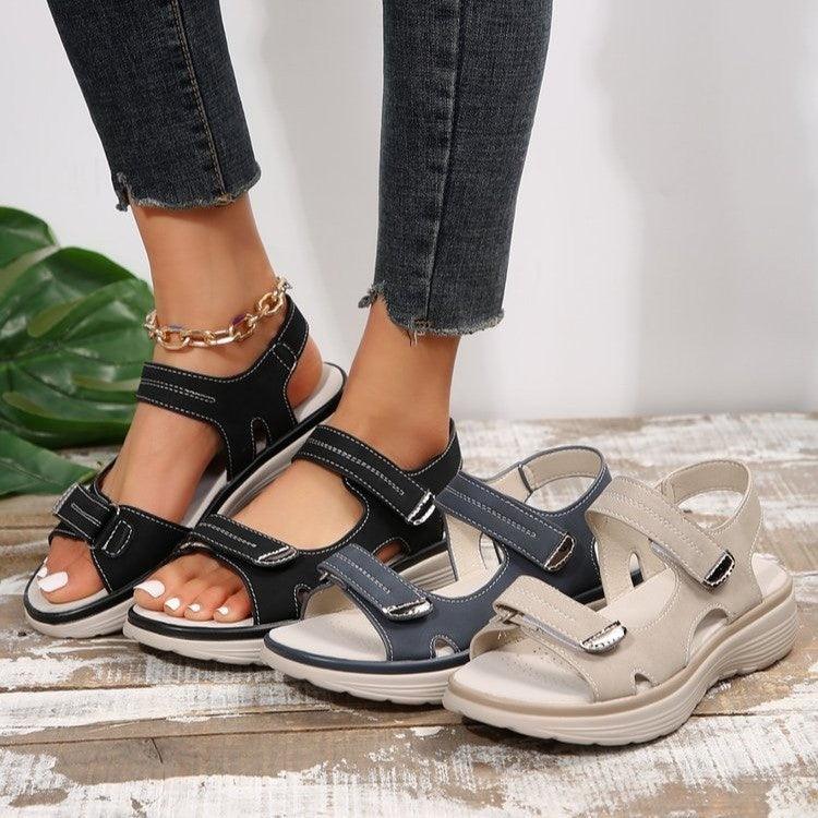 Casual Velcro-design Sandals Summer Comfortable Fish Mouth Sports Sandals Women Lightweight Beach Shoes - fadidesign