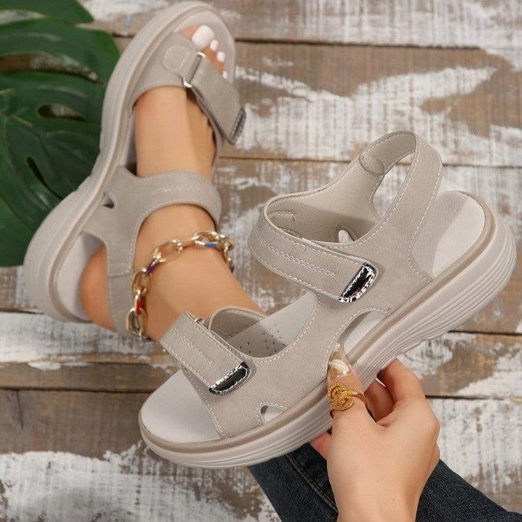 Casual Velcro-design Sandals Summer Comfortable Fish Mouth Sports Sandals Women Lightweight Beach Shoes - fadidesign