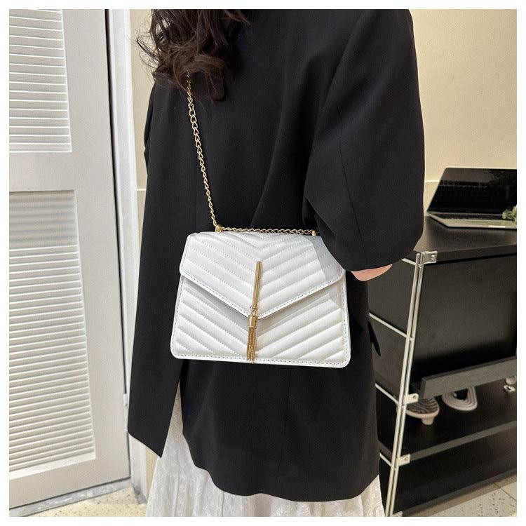 Chain Tassel Shoulder Crossbody Bags Women Fashion Small Square Bag - fadidesign