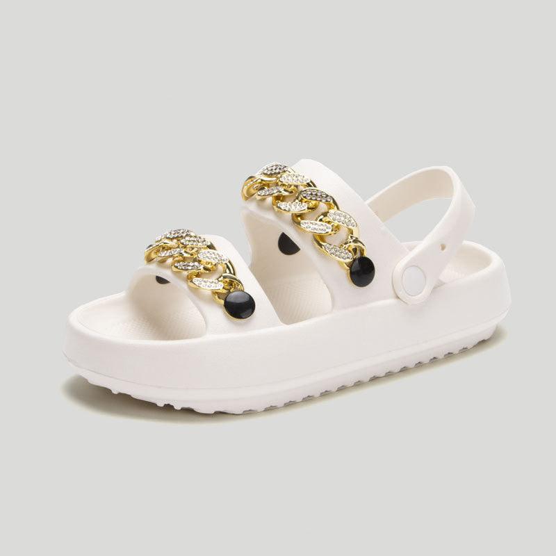 Chains Thick-soled Slippers For Women Indoor Floor House Shoes Summer Outdoor EVA Sandals Two-wearing Beach Shoes - fadidesign