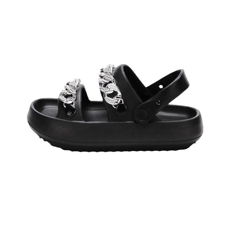 Chains Thick-soled Slippers For Women Indoor Floor House Shoes Summer Outdoor EVA Sandals Two-wearing Beach Shoes - fadidesign