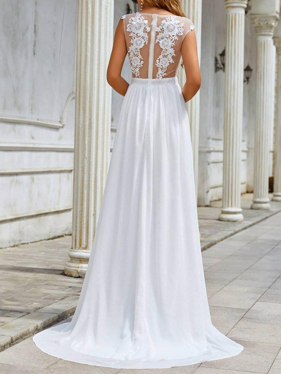 Chiffon Lace Trailing Wedding Large Swing Dress - fadidesign