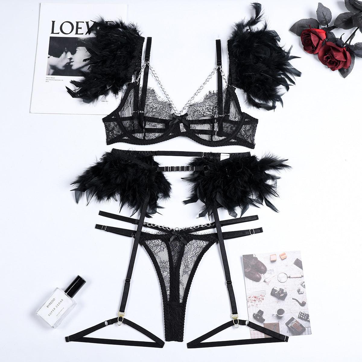 Christma Chains Lace Sexy Lingerie Women Underwear Bra Pa - fadidesign