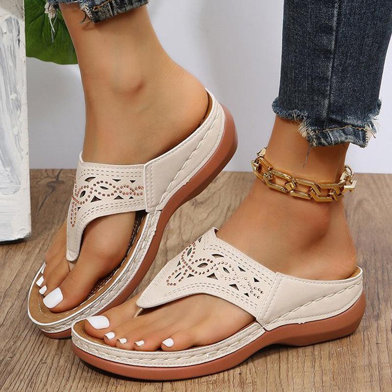 Clip Toe Wedge Sandals Women Summer Flip Flops Slippers Beach Shoes - fadidesign