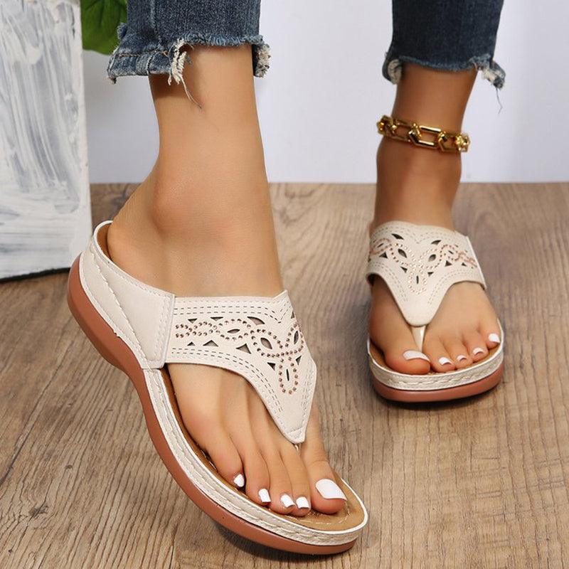 Clip Toe Wedge Sandals Women Summer Flip Flops Slippers Beach Shoes - fadidesign